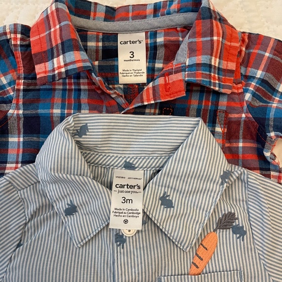 Two Carter’s baby boy collared rompers Lot - Picture 3 of 5